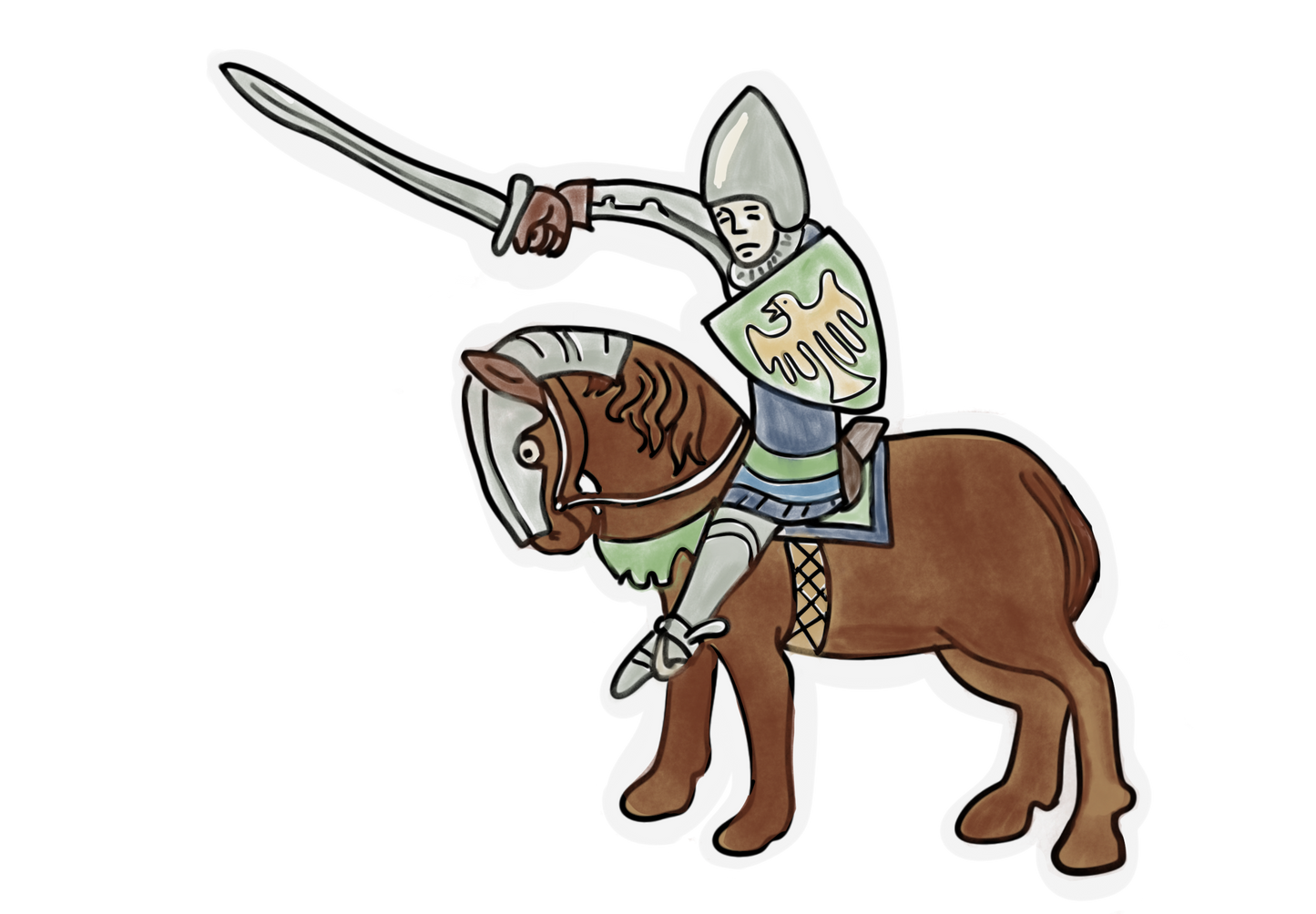Sword Wielding Knight on Horseback Sticker