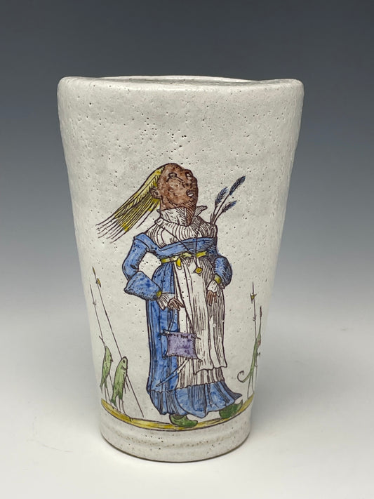 Maiden in blue with her fish warrior escorts