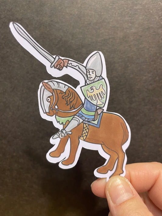 Sword Wielding Knight on Horseback Sticker
