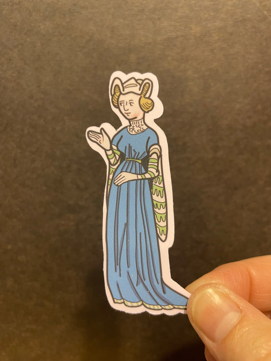 Medieval Lady in Blue Sticker