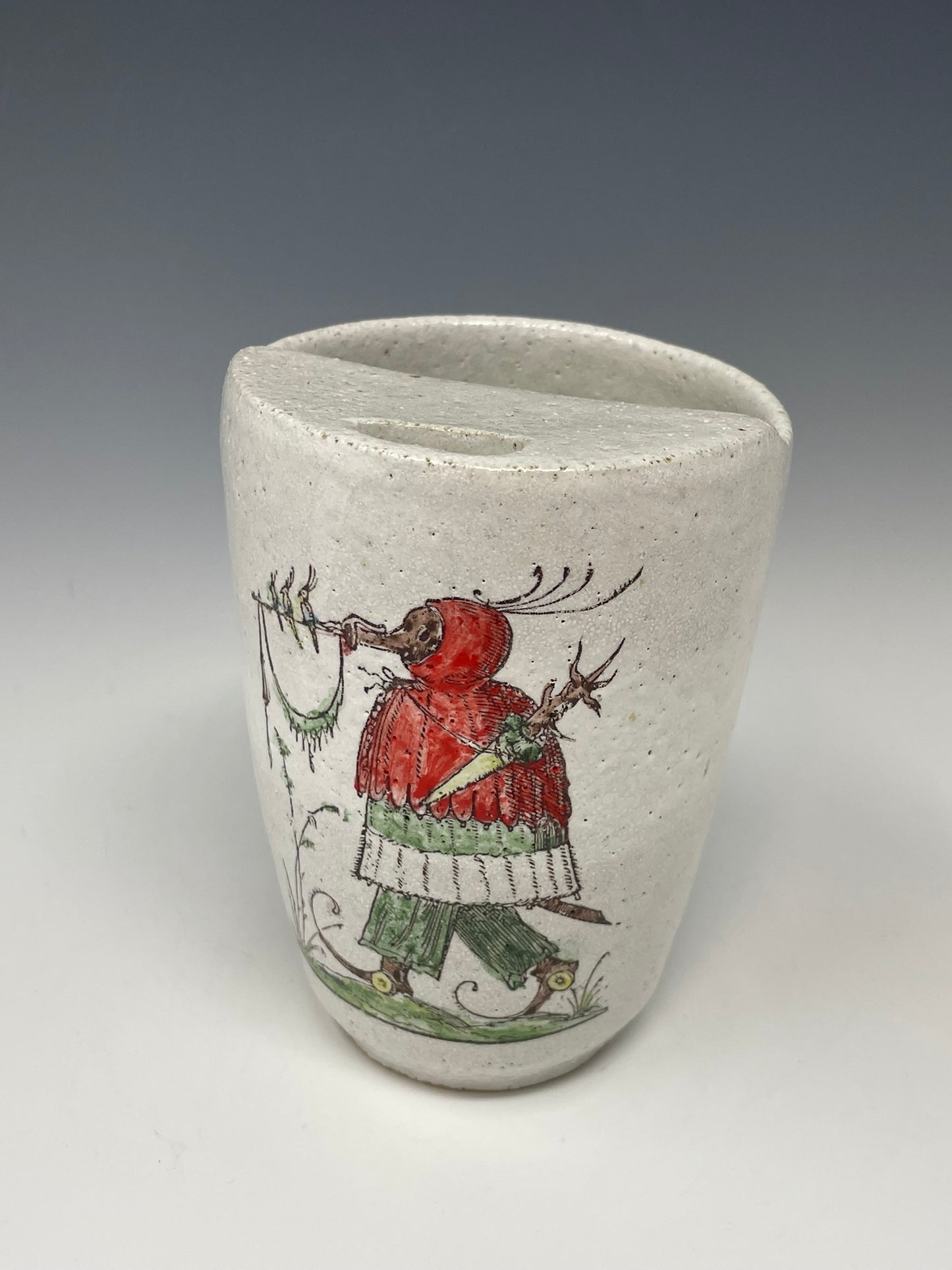 Girl with Fish Soldier (Red) with Red Hooded Trumpeter Travel Mug