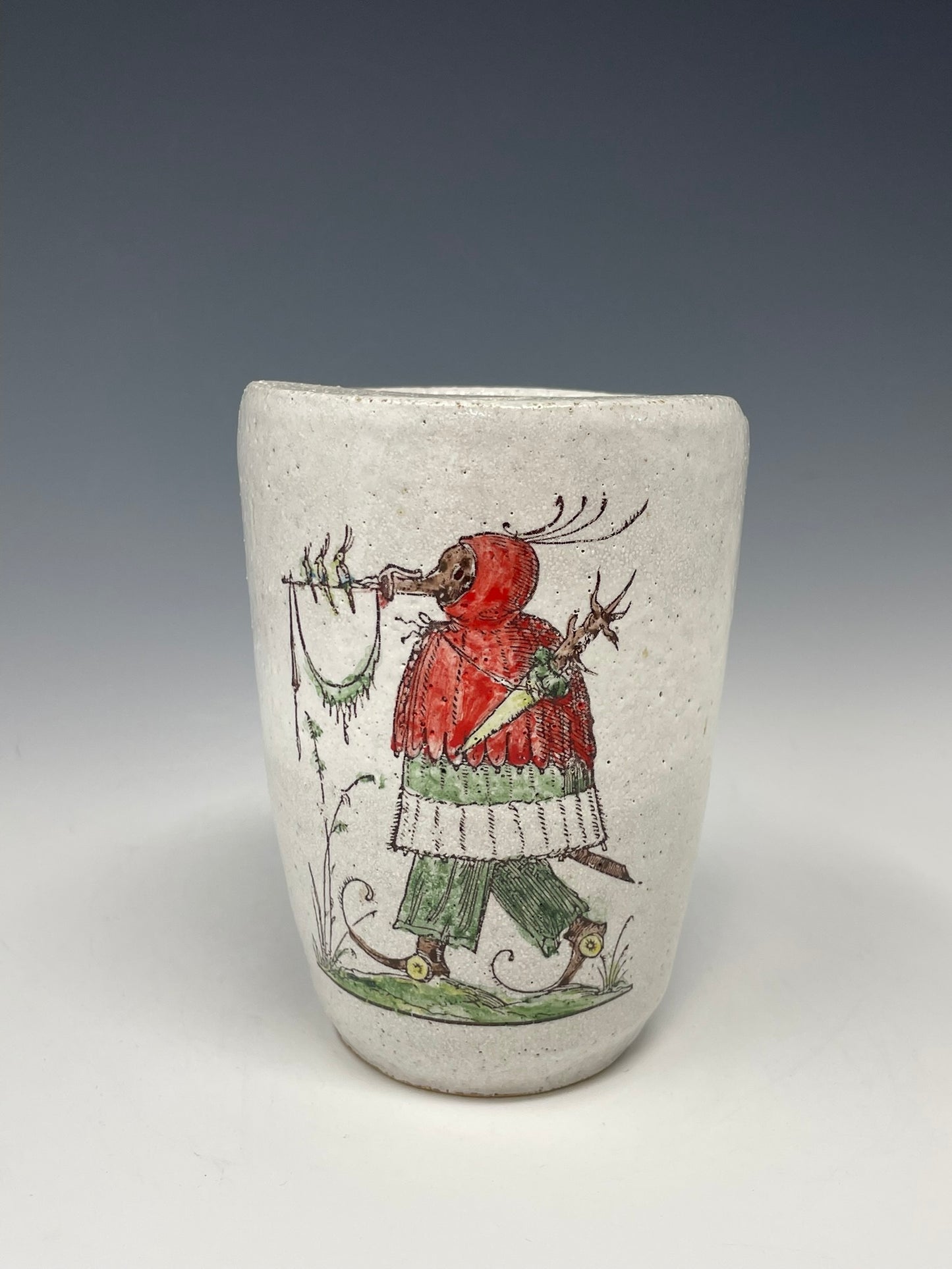 Girl with Fish Soldier (Red) with Red Hooded Trumpeter Travel Mug