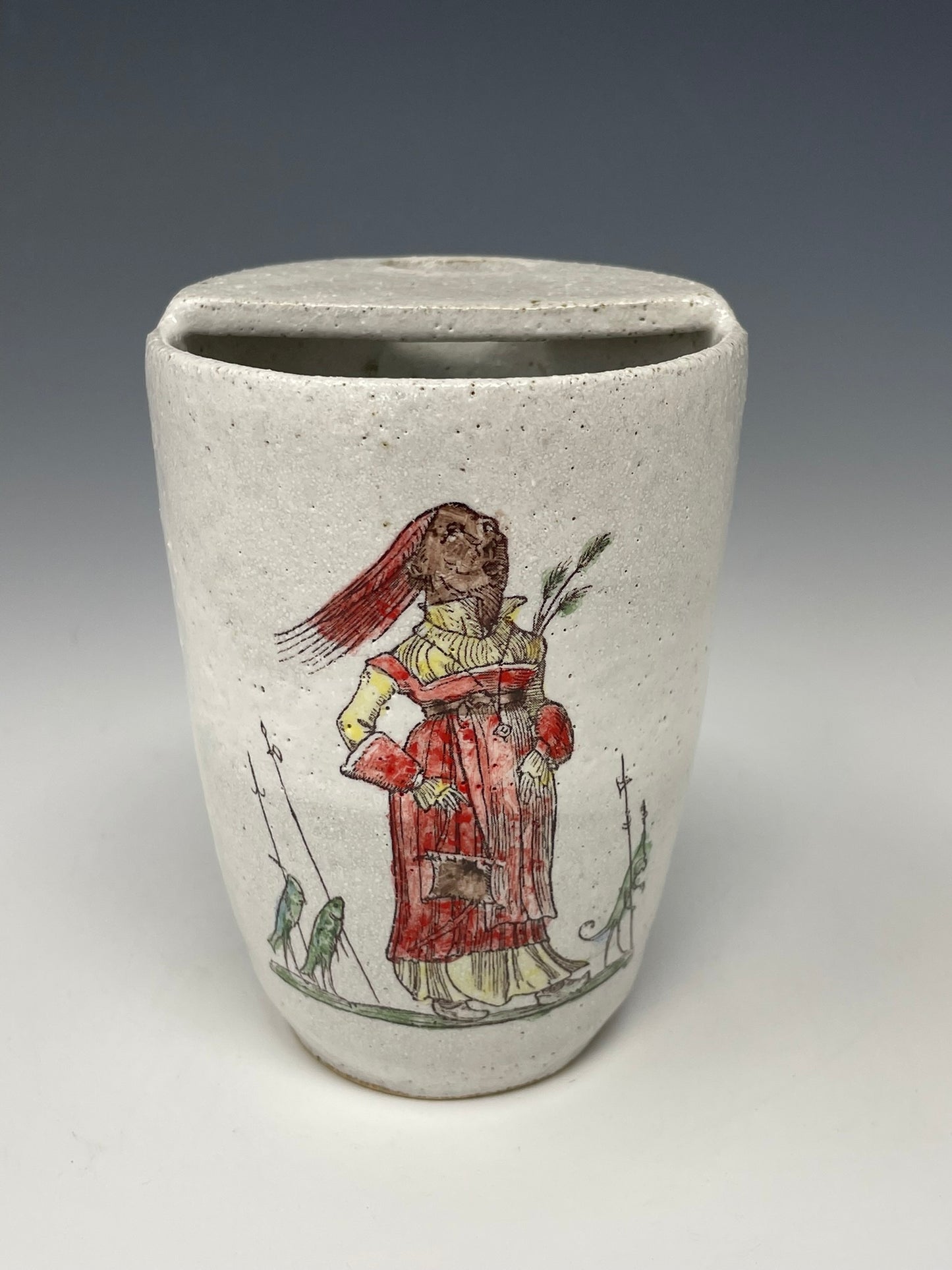 Girl with Fish Soldier (Red) with Red Hooded Trumpeter Travel Mug