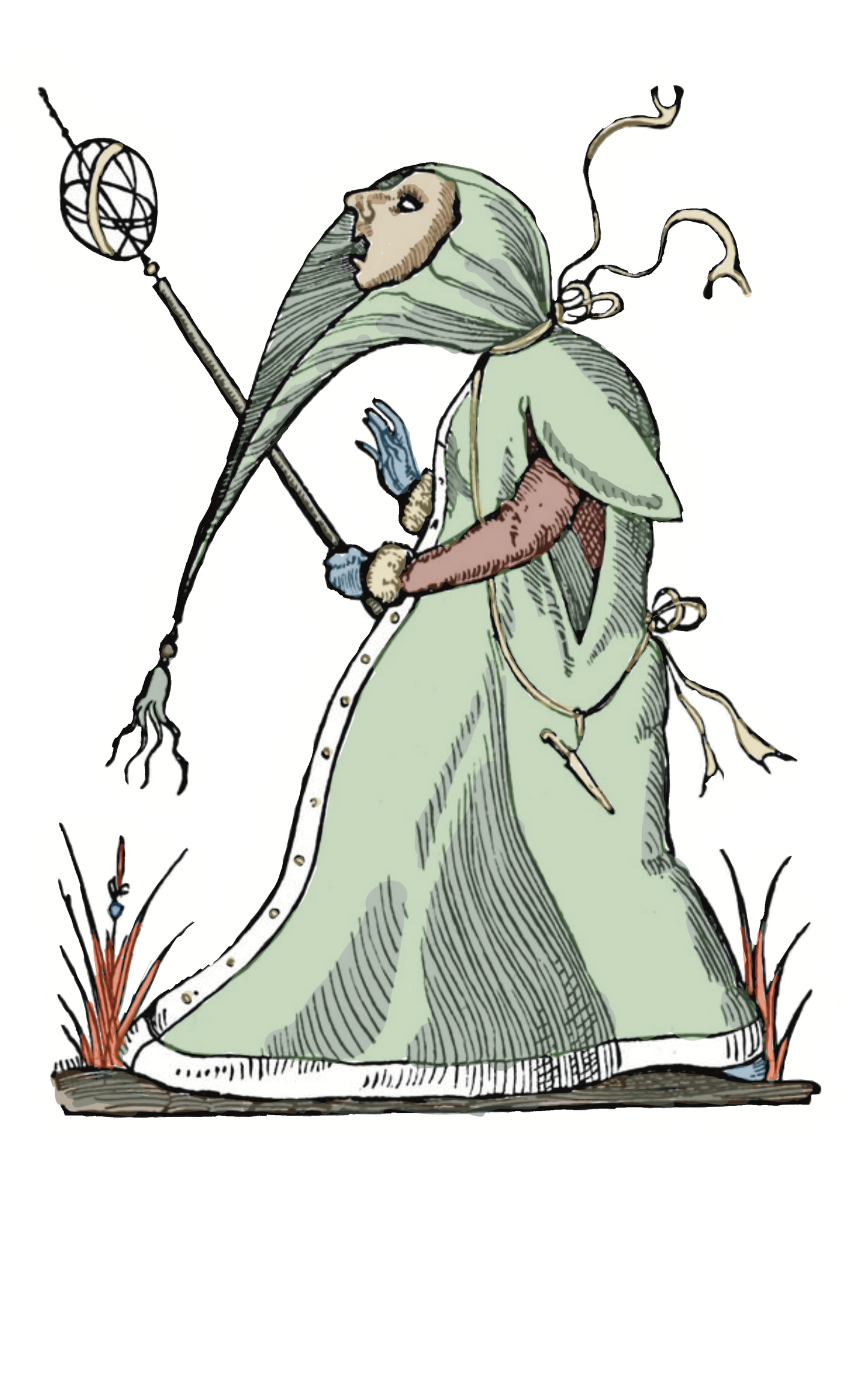 Traveler Warrior with Wand in green Sticker